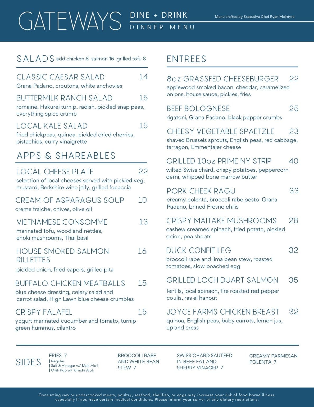 Hours + Menu – Gateways Inn