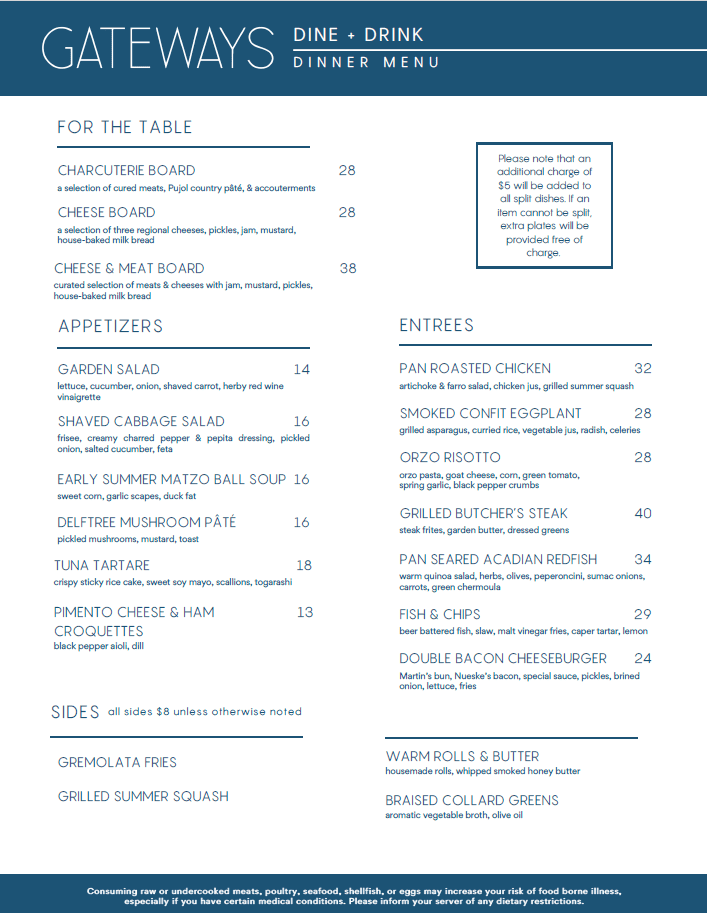 Summer 2026 Dinner Menu_July - Gateways Inn